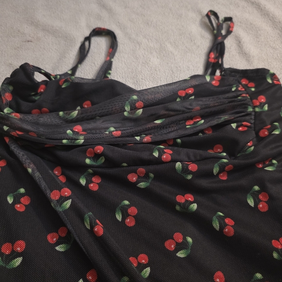 See You Monday Black Maxi Dress with Cherry Print - Picture 8 of 11